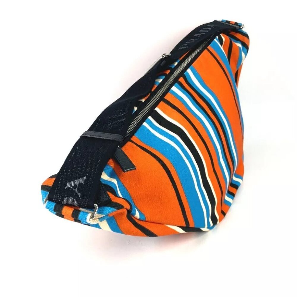 Auth PRADA 2VY007 stripe Triangle Bayadere bag crossbody Shoulder Bag - Picture 6 of 16